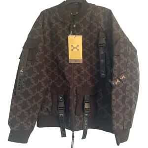 NWT DXXMLIFE Chain Gang Bomber Jacket Tactical Aesthetic Black/3M Size Large